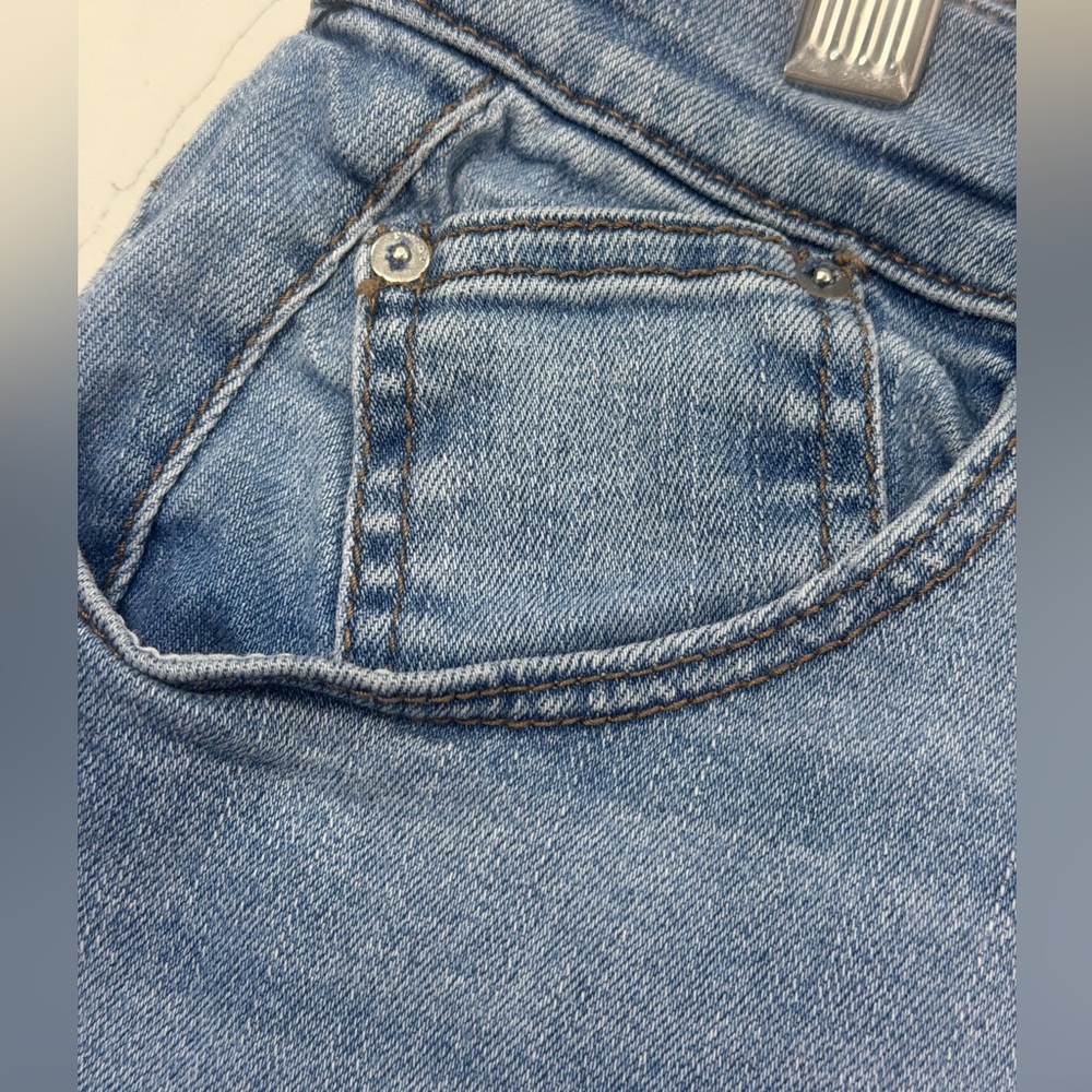 Chico's Light Blue Patchwork Straight-Leg Jeans - image 8